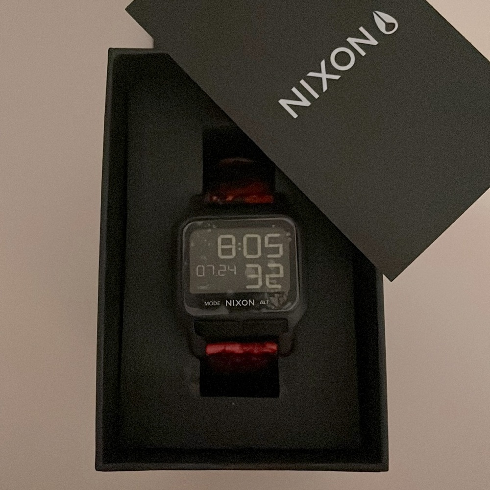 Heat Nixon Watch Red and Black Waterproof for Workouts and Exercise